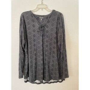 Ruff Hewn Womens Plus Size 3x Long Sleeve Tie Front Top Black White